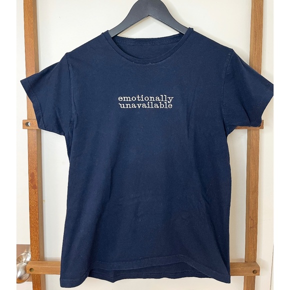 Embroidered Navy Boxy Tee - Picture 1 of 2